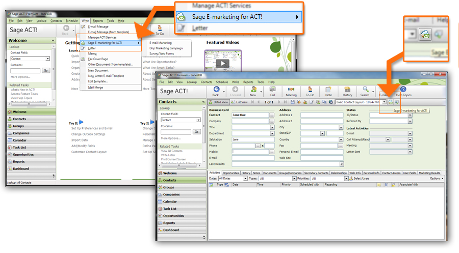 Sage E-marketing for ACT! 2011